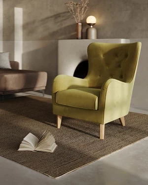Кресло дизайнерское, ткань Stella-Clean Moka Montreal в интерьере: фото 