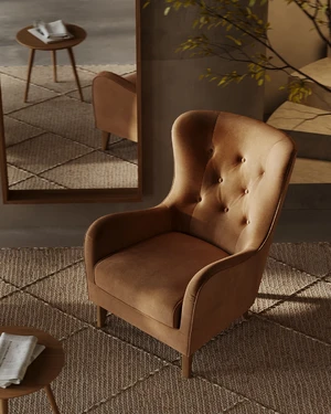 Кресло дизайнерское, ткань Stella-Clean Moka Montreal в интерьере: фото 3