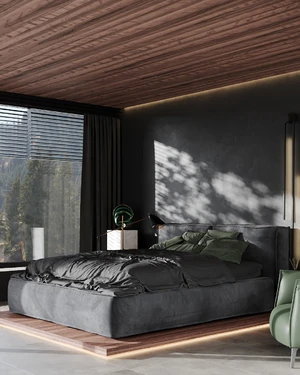 Дизайнерская кровать с подъемным механизмом Vento в интерьере: фото 