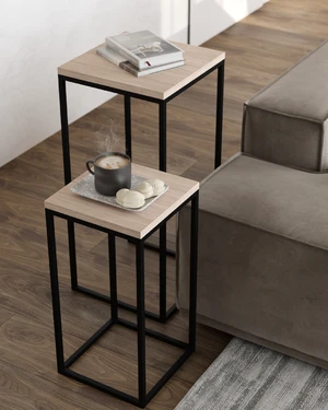 Комплект журнальных столов с белым или черным основанием Loft Set 2 в интерьере: фото 3