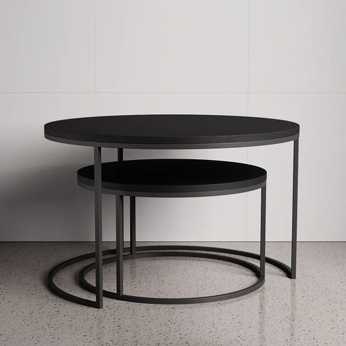Loft Set Round - комплект журнальных столов с белым или черным основанием