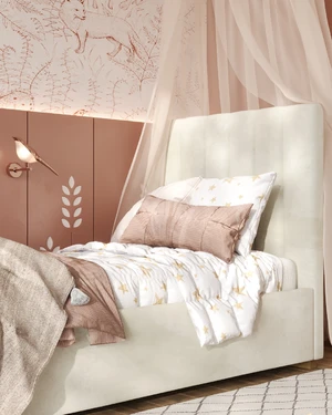Дизайнерская односпальная кровать с подъемным механизмом Elle в интерьере: фото 3