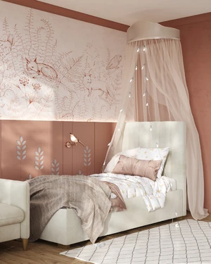 Дизайнерская односпальная кровать с подъемным механизмом Elle в интерьере: фото 2