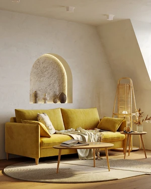 Дизайнерский диван-кровать 3-местный, шагающая еврокнижка Mons в интерьере: фото 