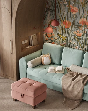 Дизайнерский диван-кровать 3-местный, шагающая еврокнижка Vittorio в интерьере: фото 2