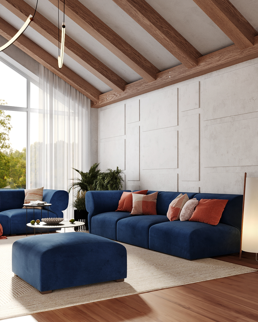 Большие диваны для гостиной в современном стиле: фото