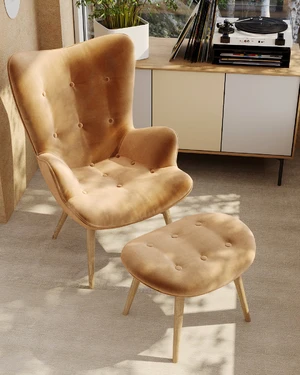 Дизайнерское кресло с оттоманкой Contour в интерьере: фото 12