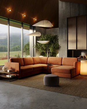 Модульный П-образный диван, 288×281×88 см Bari в интерьере: фото 