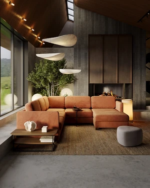 Модульный П-образный диван, 288×281×88 см Bari в интерьере: фото 2