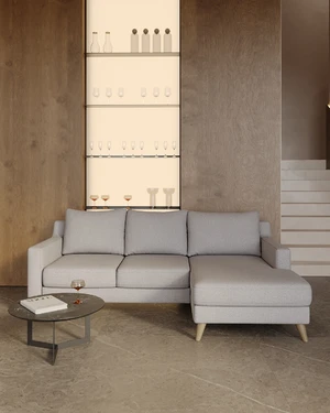 Дизайнерский угловой диван-кровать, 230/150 см, шагающая еврокнижка Mendini в интерьере: фото 3