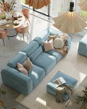 Модульный 4-местный диван-кровать, выкатная еврокнижка Vento Classic в интерьере: фото 7