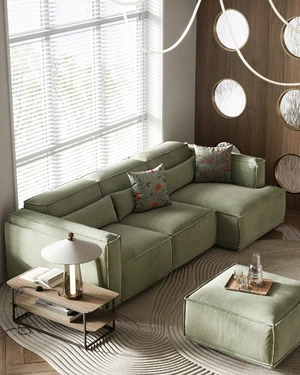 Угловой диван-кровать, 290 см, выкатная еврокнижка V2 Vento Light в интерьере: фото 4