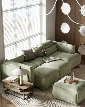 Угловой диван-кровать, 290 см, выкатная еврокнижка V2 Vento Light в интерьере: фото 5