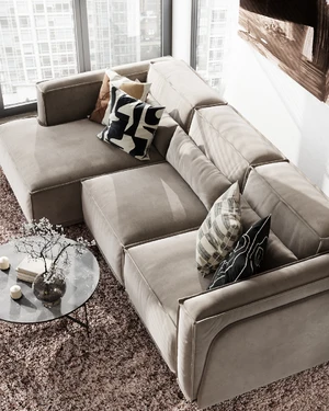 Угловой диван-кровать, 290 см, выкатная еврокнижка Vento Light в интерьере: фото 12