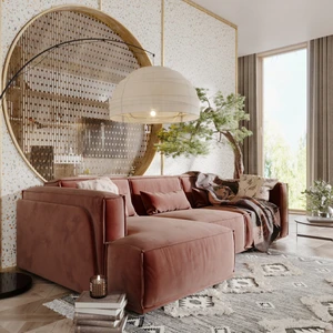 Угловой диван-кровать, 290 см, выкатная еврокнижка Vento Light в интерьере: фото 4
