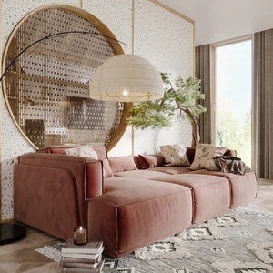 Угловой диван-кровать, 350 см, выкатная еврокнижка Vento Light в интерьере: фото 3