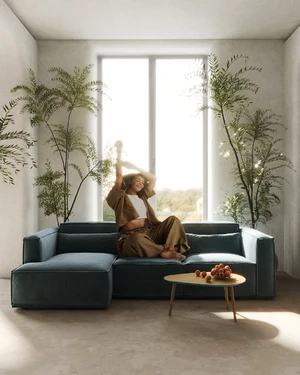 Угловой диван-кровать, выкатная еврокнижка, 290/150 см Vento Light в интерьере: фото 6