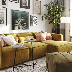 Угловой диван-кровать, 290 см, выкатная еврокнижка V2 Vento Light в интерьере: фото 11