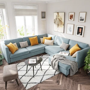 Модульный П-образный диван, 288×281×88 см Bari в интерьере: фото 3