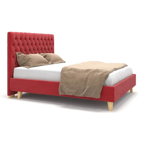 Двуспальная кровать на ножках с каретной стяжкой Emily