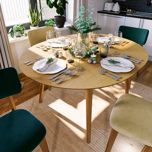 Раздвижной обеденный стол, 120/145×120 см Fjord Round в интерьере: фото 