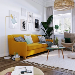 Дизайнерский диван 3-местный Halston в интерьере: фото 