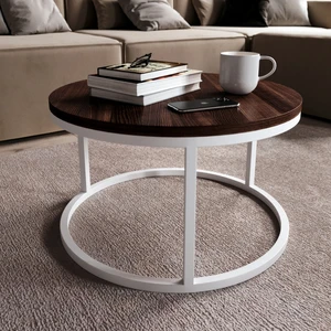 Журнальный стол, с белым или черным основанием Loft Round в интерьере: фото 3