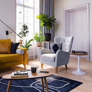 Кресло дизайнерское, 76×96×99 см ткань Ginger 37 Montreal в интерьере: фото 3