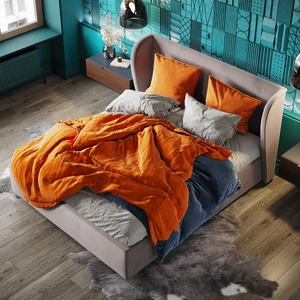 Двуспальная кровать с закругленным изголовьем и подъемным механизмом Lulu в интерьере: фото 4