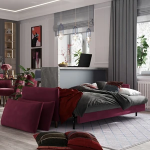 Дизайнерский диван-кровать 3-местный, шагающая еврокнижка Mons в интерьере: фото 5