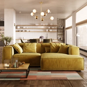 Угловой диван в стиле лофт, 208/150 см, без механизма Vento Light в интерьере: фото 