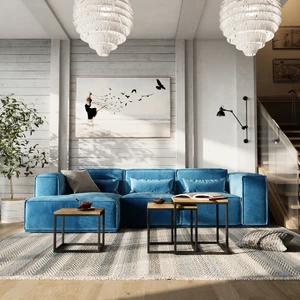 Дизайнерский угловой диван, выкатная еврокнижка, 316 см V2 Vento Classic в интерьере: фото 2