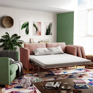 Дизайнерский диван-кровать 3-местный, американская / французская раскладушка Bari в интерьере: фото 2