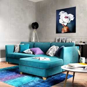 Дизайнерский диван угловой 2-местный, без механизма Wolsly в интерьере: фото 2