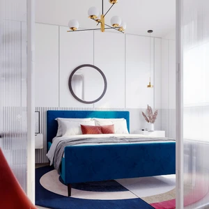 Двуспальная кровать на ножках в скандинавском стиле Scandi в интерьере: фото 