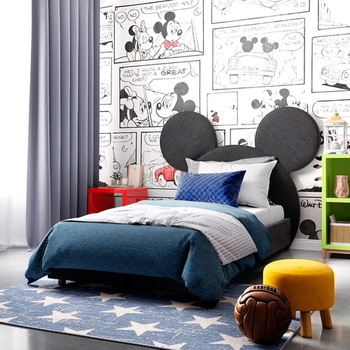 Кровать односпальная, детская, 80×160 см Ткань Velutto 26 Mickey