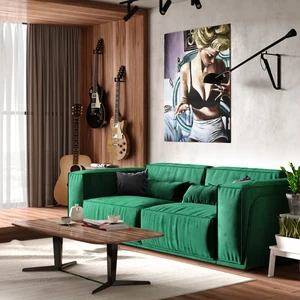 Дизайнерский диван 3-местный выкатная еврокнижка Vento Classic в интерьере: фото 6