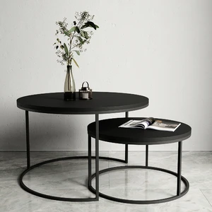 Loft Set Round, Комплект журнальных столов с белым или черным основанием