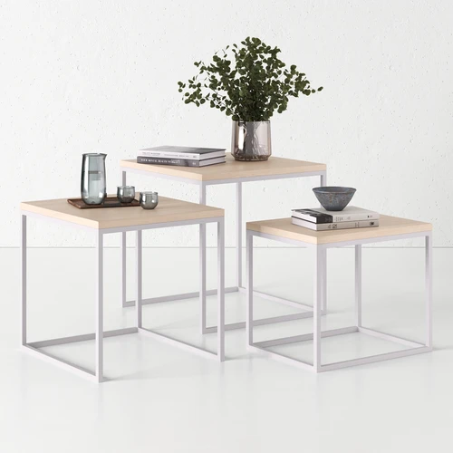 Комплект журнальных столов, с белым или черным основанием Loft Set 1