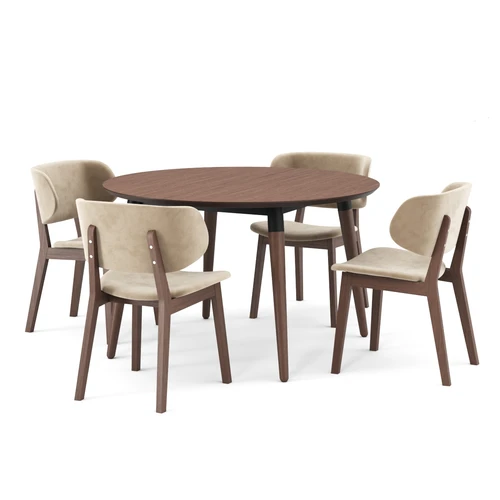 Chicago Round + Madison - стол + 4 стула в ткани 3 категории