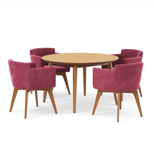 Fjord Round + Wien - стол раздвижной + 4 стула в ткани 1 категории