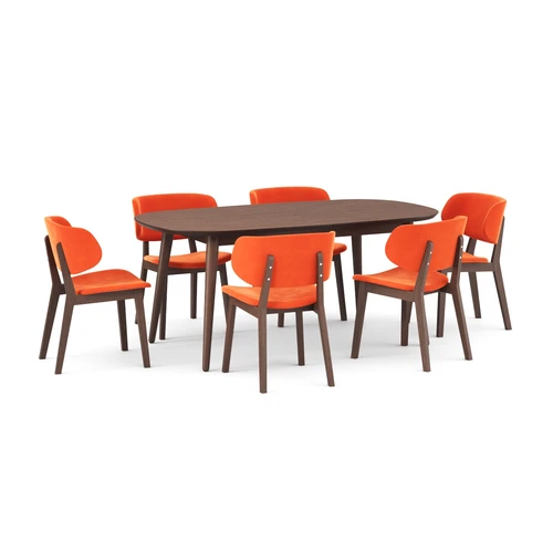 Fjord + Madison - стол раздвижной + 6 стульев в ткани 1 категории