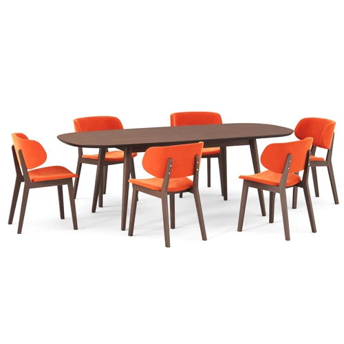 Обеденная группа для кухни с раздвижным столом и 6 стульями Fjord + Madison