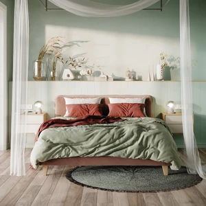 Кровать, на ножках с низким изголовьем, 200×200 см Brooklyn Low в интерьере: фото 5