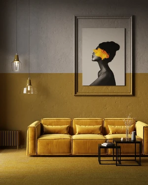Интерьер гостиной в монохромном желтом цвете: фото 