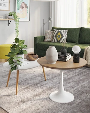 Интерьер гостиной с диваном Mendini травяного цвета: фото 1