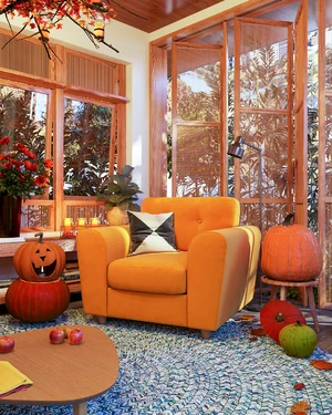 Интерьер загородного дома, украшенного к Хэллоуину: фото 4