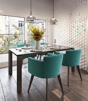 Интерьер современной кухни с обеденным столом Sydney и стульями Wien: фото 