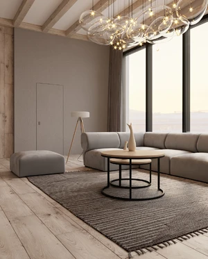 Интерьер современной гостиной с бежевым модульным диваном Fly: фото 1