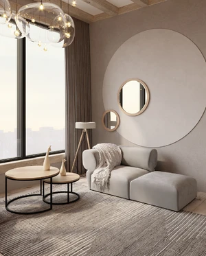 Интерьер современной гостиной с бежевым модульным диваном Fly: фото 6